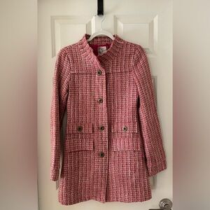 TULLE WOMENS RETRO MANDARIN COLLAR PINK TWEED SIXTIES MOD COAT-S